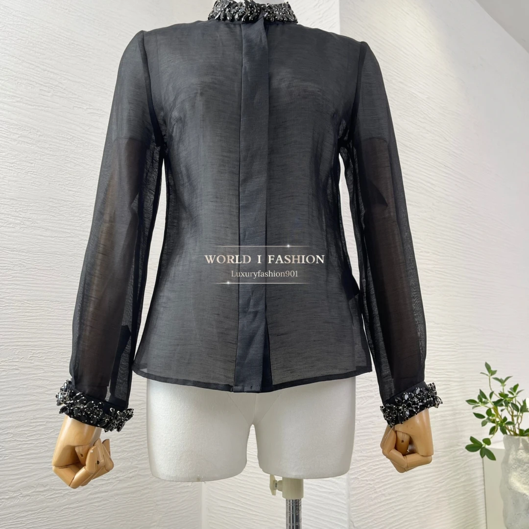Linen Silk Latest New High Quality Black Full Sleeve Diamonds and Pleat Ruched Mermaid Skirt Intellectual Outfit Women Set
Linen Silk Latest New High Quality Black Full Sleeve Diamonds and Pleat Ruched Mermaid Skirt Intellectual Outfit Women Set