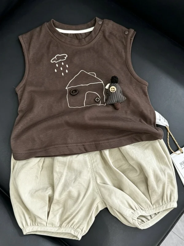 Comfortable Cartoon Print Boys' Summer Set Casual Sleeveless Vest And Shorts Two-Piece Suit for Little Boys Breathable Clothing
Comfortable Cartoon Print Boys' Summer Set Casual Sleeveless Vest And Shorts Two-Piece Suit for Little Boys Breathable Clothing