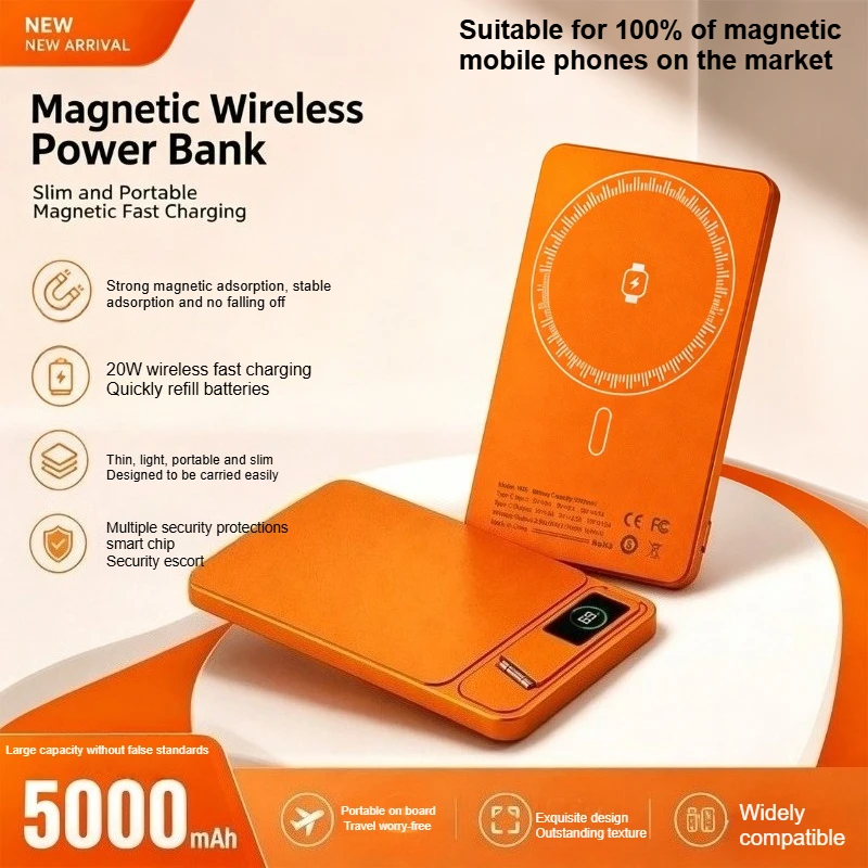 Taepiaai Ultra-Thin Magnetic Wireless Power Bank 20W 5000mAh Fast Charging Portable Power Bank for Xiaomi iPhone 15 14 13 12
Taepiaai Ultra-Thin Magnetic Wireless Power Bank 20W 5000mAh Fast Charging Portable Power Bank for Xiaomi iPhone 15 14 13 12