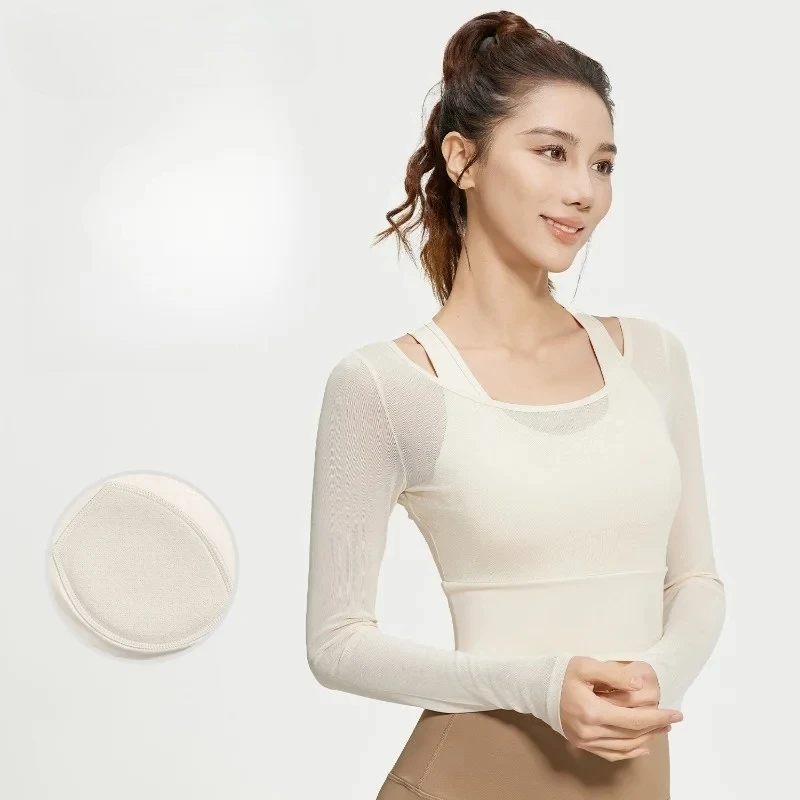 Mesh Fake Two Piece Yoga Wear Long Sleeve, No Bra Sports Fitness Wear Tops, Fitness Running Casual Quick Dry Shirt
Mesh Fake Two Piece Yoga Wear Long Sleeve, No Bra Sports Fitness Wear Tops, Fitness Running Casual Quick Dry Shirt