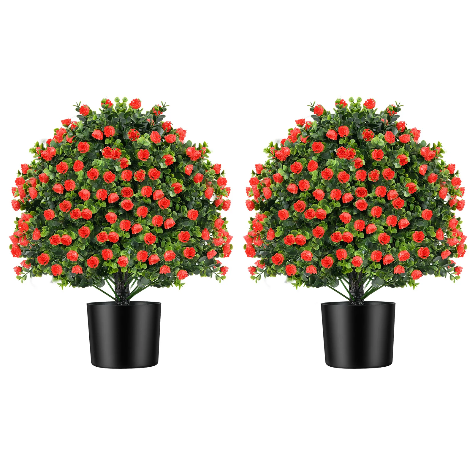 2 Pack Artificial Rose Topiary Ball Tree Faux Shrub Bushes w/ Flowers
2 Pack Artificial Rose Topiary Ball Tree Faux Shrub Bushes w/ Flowers