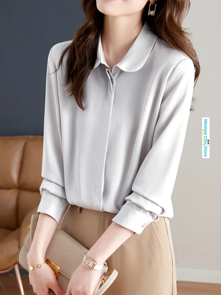 Women Tops Elegant French Style Long Sleeve Gray Shirt Spring Autumn Office Lady Loose Casual Blouse Camisas De Mujer B2587
Women Tops Elegant French Style Long Sleeve Gray Shirt Spring Autumn Office Lady Loose Casual Blouse Camisas De Mujer B2587