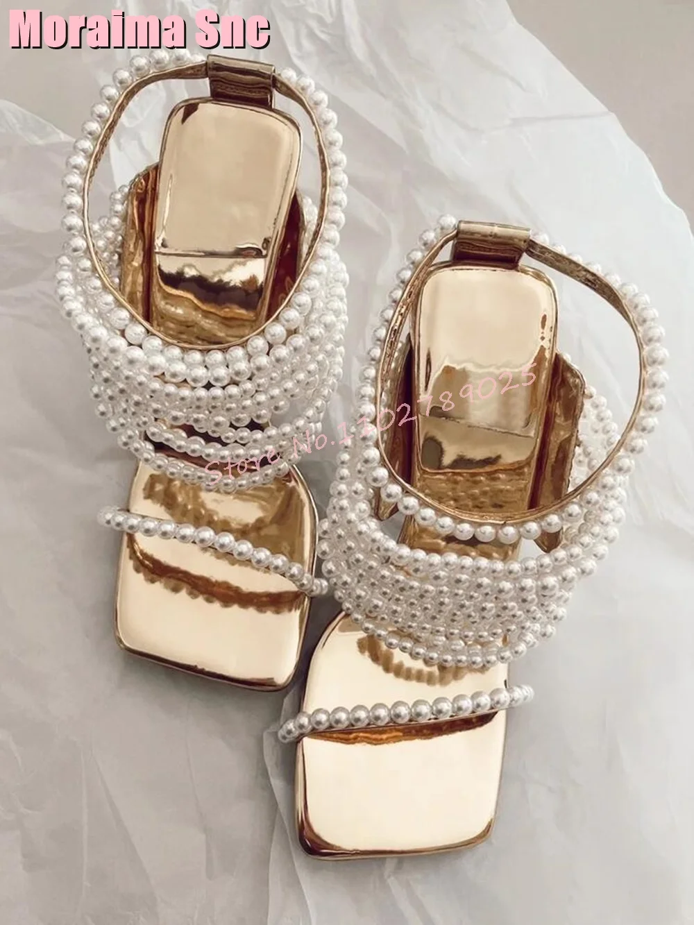Luxury Pearl Square Toe Sandals Stiletto High Heels Women Dress Shoes Slippers Fashion Golden Slip On Summer Sexy Elegant 2024
Luxury Pearl Square Toe Sandals Stiletto High Heels Women Dress Shoes Slippers Fashion Golden Slip On Summer Sexy Elegant 2024