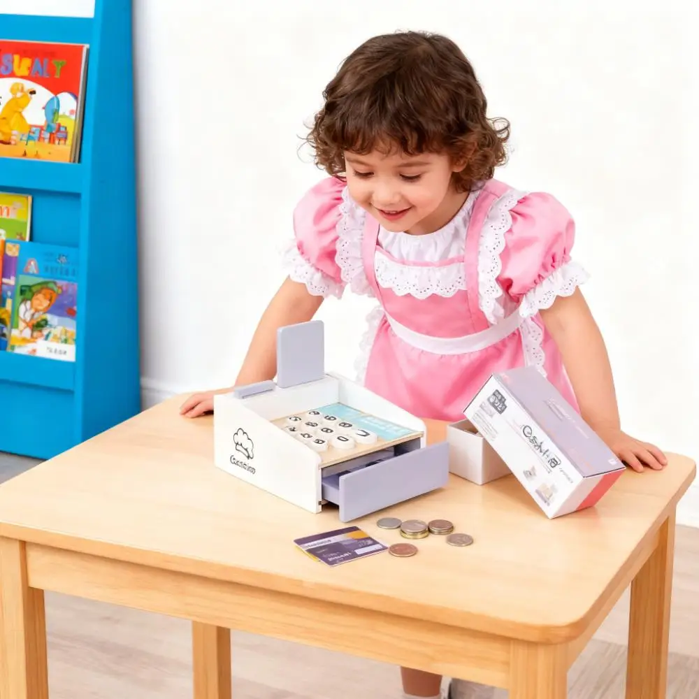 Деревянный детский кассовый аппарат, набор для ролевых игр, интерактивная касса с монетами и кард-ридером для раннего обучения, ролевых игр
Деревянный детский кассовый аппарат, набор для ролевых игр, интерактивная касса с монетами и кард-ридером для раннего обучения, ролевых игр