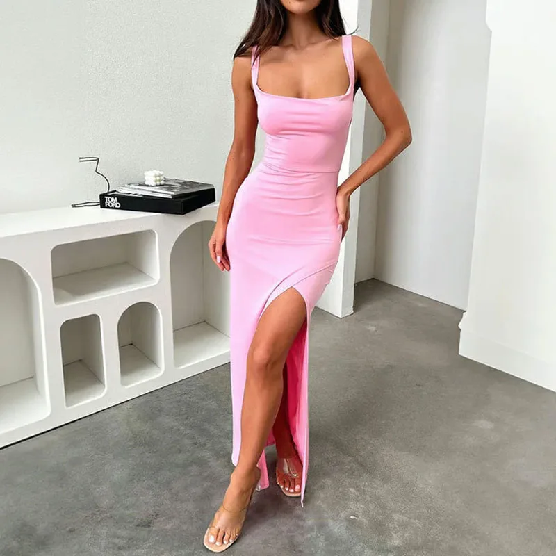 Elegant Square Neck Hollow Slim Club Party Dress Fashion Sleeveless High Waist Suspender Dress Summer Tight Split Long Dresses
Elegant Square Neck Hollow Slim Club Party Dress Fashion Sleeveless High Waist Suspender Dress Summer Tight Split Long Dresses