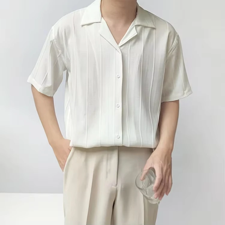 2025 New Fashion Summer Men's White Solid Color Striped Short Sleeve Cuban Collar Casual Trendy Shirts Male Clothes Loose Tops
2025 New Fashion Summer Men's White Solid Color Striped Short Sleeve Cuban Collar Casual Trendy Shirts Male Clothes Loose Tops