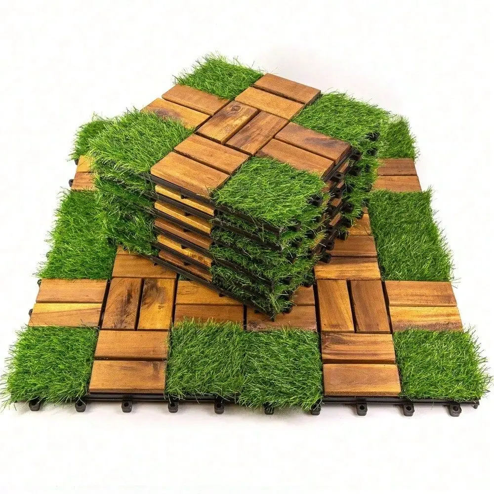 Pack Interlocking Acacia Wood And Artificial Grass Deck Tiles, 12 X12 , 0.94 Thick, Outdoor Patio Flooring For Garden, Balcony,
Pack Interlocking Acacia Wood And Artificial Grass Deck Tiles, 12 X12 , 0.94 Thick, Outdoor Patio Flooring For Garden, Balcony,