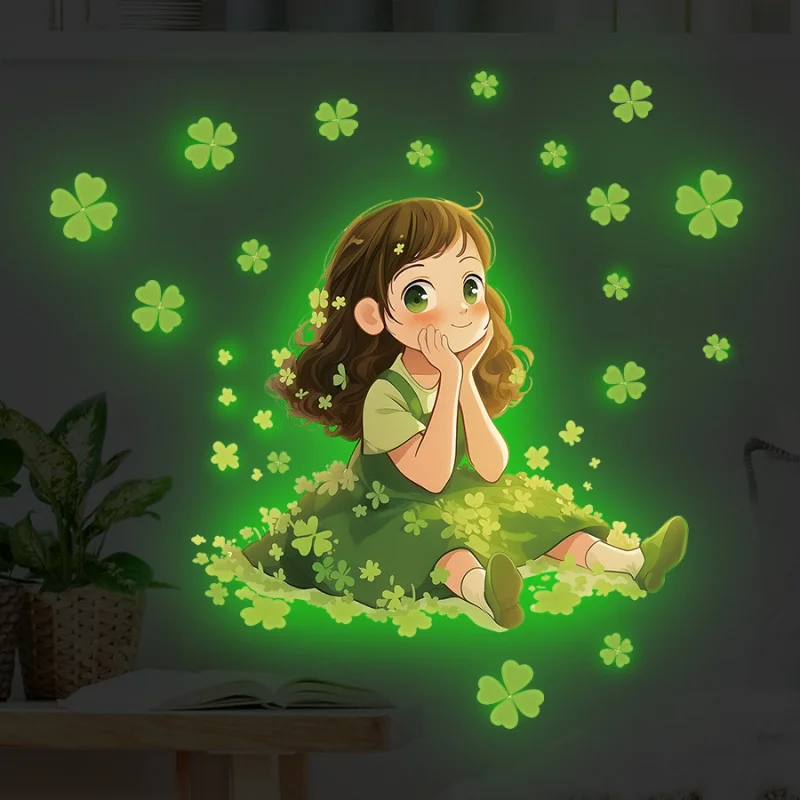 Four-Leaf Clover Little Girl Wall Stickers Bedroom Children's Room Green Luminous Decorative Stickers Self-Adhesive Removable
Four-Leaf Clover Little Girl Wall Stickers Bedroom Children's Room Green Luminous Decorative Stickers Self-Adhesive Removable