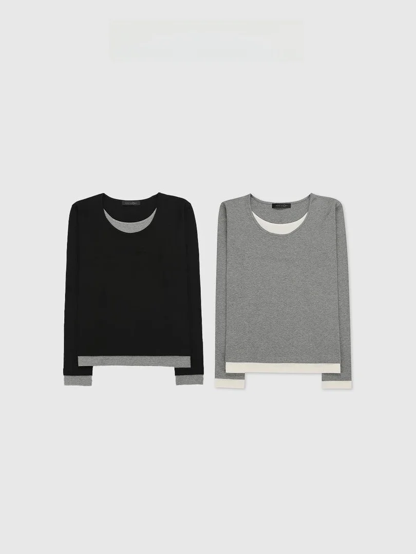 Faionable Casual Long Sve Fake Two-Piece Base T-irt Versatile Comfortable Cotton Blend Stretchy Ladies T-irt
Faionable Casual Long Sve Fake Two-Piece Base T-irt Versatile Comfortable Cotton Blend Stretchy Ladies T-irt