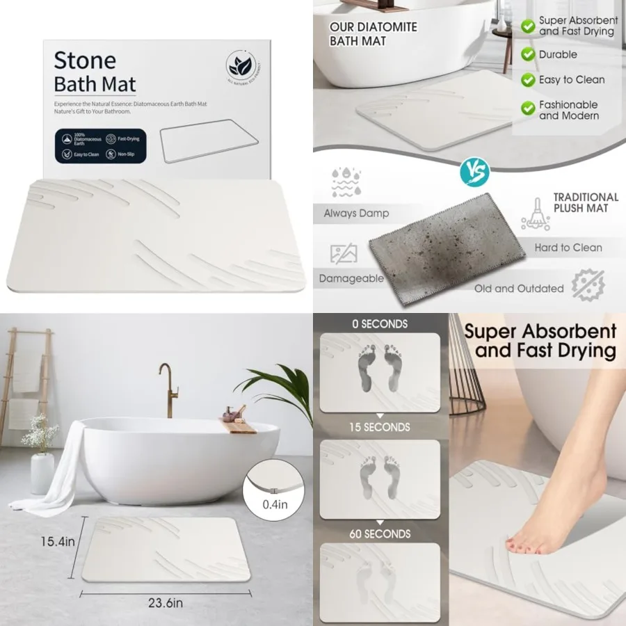 Stone Bath Mat Diatomaceous Earth Shower Mat Super Absorbent Non-Slip Diatomite Stone Bath Mats for Bathroom Floor Quick-Drying
Stone Bath Mat Diatomaceous Earth Shower Mat Super Absorbent Non-Slip Diatomite Stone Bath Mats for Bathroom Floor Quick-Drying
