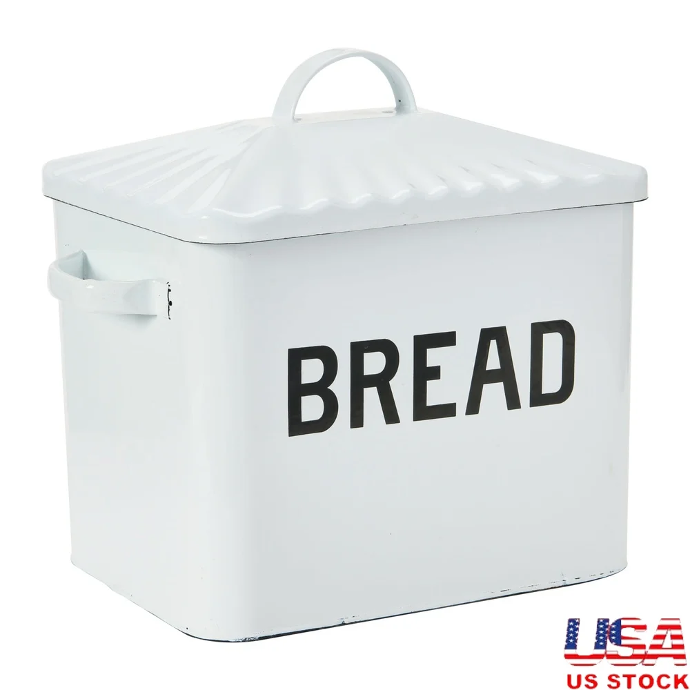 Vintage Enameled Metal Bread Box with Lid Farmhouse Style Kitchen Storage Food Safe Rustic Decor 13.5x8.5x12 Inches
Vintage Enameled Metal Bread Box with Lid Farmhouse Style Kitchen Storage Food Safe Rustic Decor 13.5x8.5x12 Inches