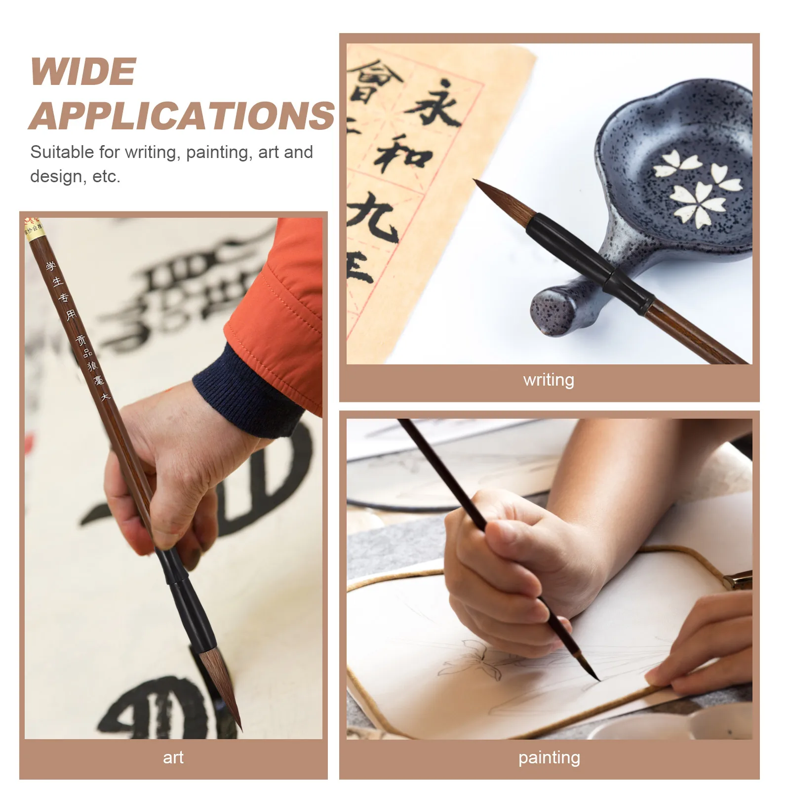 3 Pcs Brush Set Chinese Writing Pen Wood Paint Calligraphy Watercolor Brushes Student
3 Pcs Brush Set Chinese Writing Pen Wood Paint Calligraphy Watercolor Brushes Student