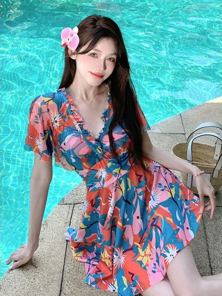 Women's 2026 New One Piece Swimsuit V Neck Bathing Suit Short Sleeve Mesh Cover Up Dress With Built In Bra For Spa
Women's 2026 New One Piece Swimsuit V Neck Bathing Suit Short Sleeve Mesh Cover Up Dress With Built In Bra For Spa