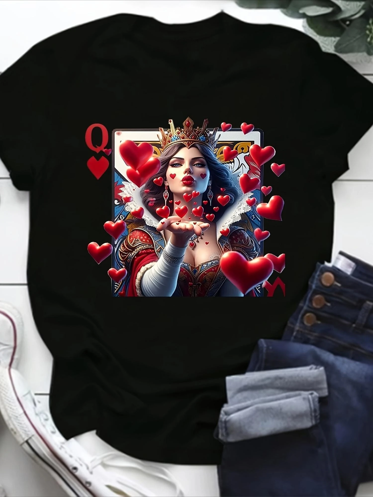 Queen Hearts Poker Graphic Printing Summer Autumn Winter Cotton Men's and Women's T-shirts Short Sleeves Luxury Outdoor Sports
Queen Hearts Poker Graphic Printing Summer Autumn Winter Cotton Men's and Women's T-shirts Short Sleeves Luxury Outdoor Sports