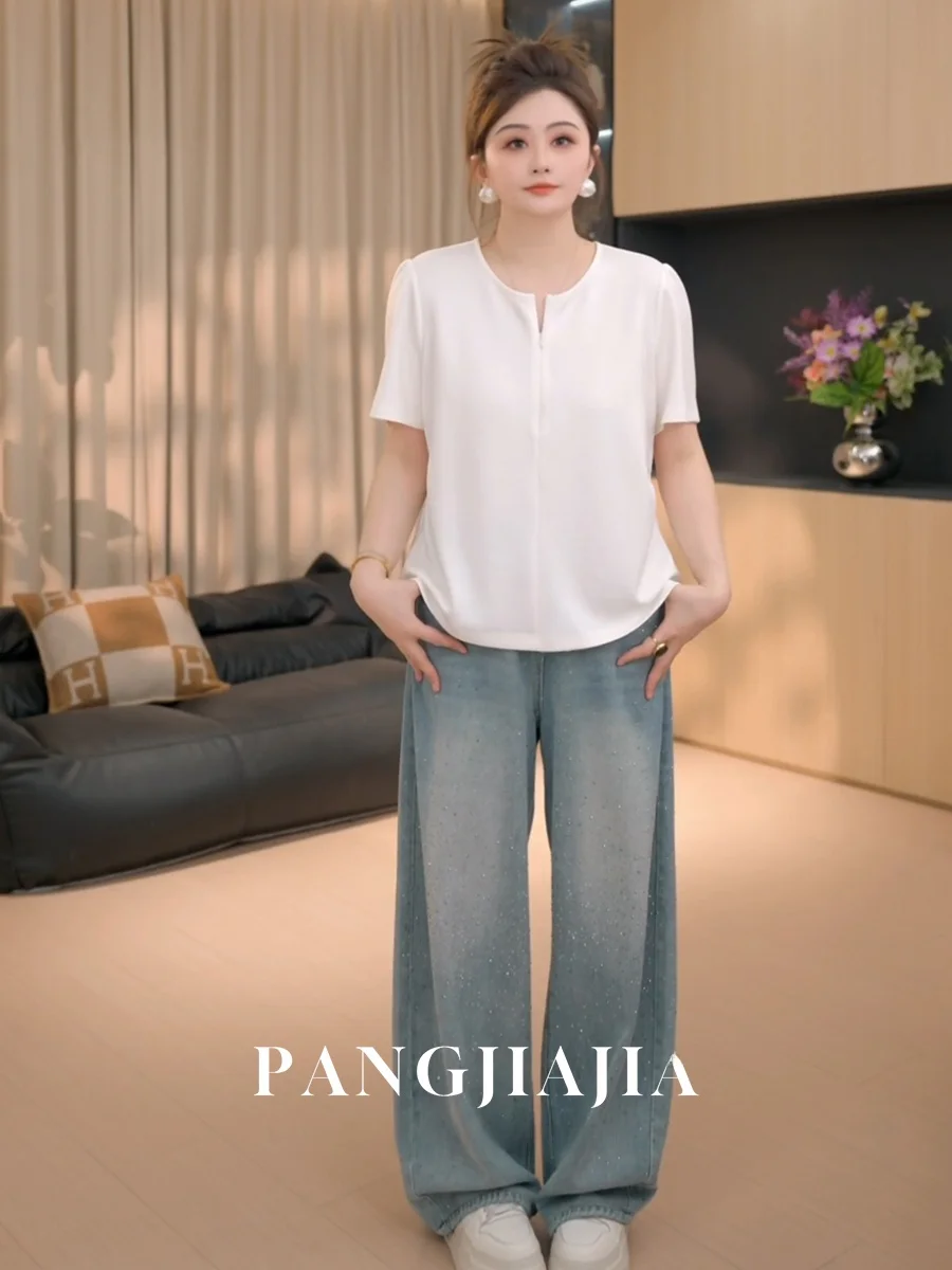 plus Size Women's Fashionable Slimming Short Sleeve T-Shirt Summer New Style Versatile Casual Loose Fit round Neck Top
plus Size Women's Fashionable Slimming Short Sleeve T-Shirt Summer New Style Versatile Casual Loose Fit round Neck Top