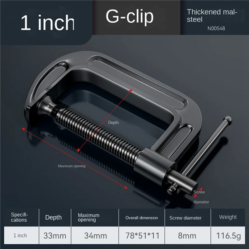 AT19-4X Heavy Duty G Clamp With Opening, G-Type Thickened Woodworking Clamp, Suitable For Woodworking And Welding. 1 Inch
AT19-4X Heavy Duty G Clamp With Opening, G-Type Thickened Woodworking Clamp, Suitable For Woodworking And Welding. 1 Inch