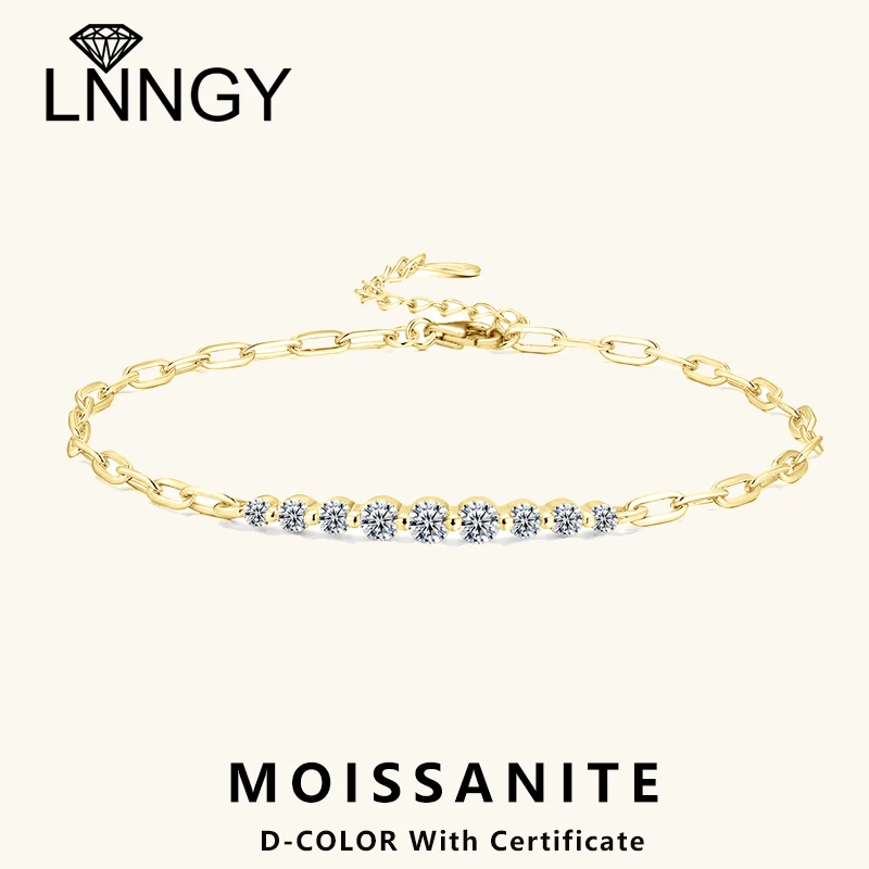 Lnngy 3mm&2.5mm&2mm Moissanite Bracelet 925 Sterling Silver Paper Clip Chain Adjustable Bracelets For Women 9-Stones Jewelry
Lnngy 3mm&2.5mm&2mm Moissanite Bracelet 925 Sterling Silver Paper Clip Chain Adjustable Bracelets For Women 9-Stones Jewelry