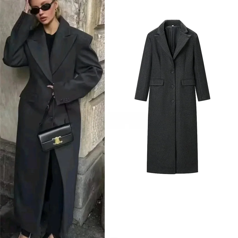 Spring New Arrival Women's Minimalist Style Long Sleeve Notch Lapel Woolen Coat Middle Length Single Button Fastening Outerwear
Spring New Arrival Women's Minimalist Style Long Sleeve Notch Lapel Woolen Coat Middle Length Single Button Fastening Outerwear