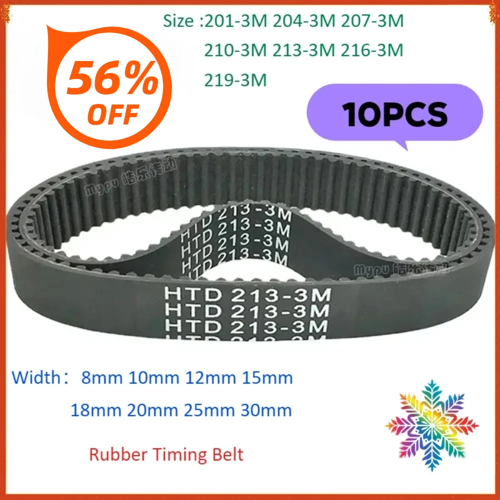10pcs Rubber Timing Belt HTD201-3M/204/207/210/213/216/219 Transmission/Pitch 3/Tooth 203-3m 8-30mm Width
10pcs Rubber Timing Belt HTD201-3M/204/207/210/213/216/219 Transmission/Pitch 3/Tooth 203-3m 8-30mm Width