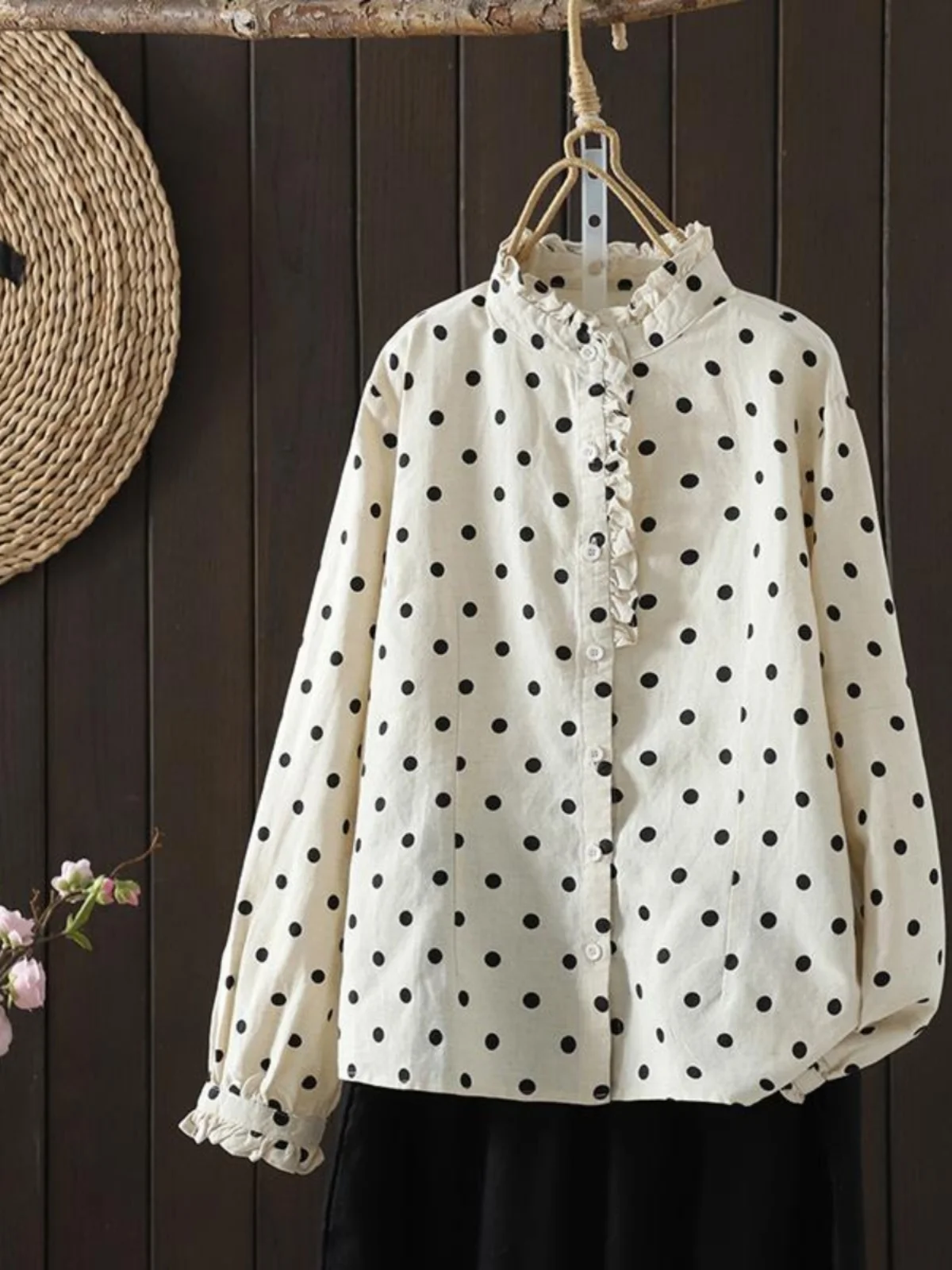 Ele Spring, хлопково-льняной топ в горошек, женский утягивающий топ irt с деревом, универсальная повседневная одежда
Ele Spring, хлопково-льняной топ в горошек, женский утягивающий топ irt с деревом, универсальная повседневная одежда