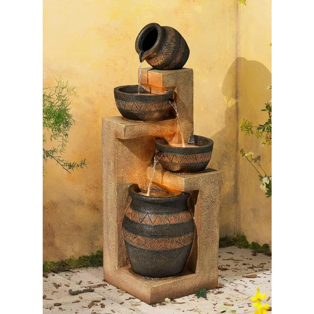 Cascading Bowl and Jug 46 High Large Rustic Indoor Outdoor Decor Faux Stone Floor Fountain with Light LED Standing Waterfall Wat
Cascading Bowl and Jug 46 High Large Rustic Indoor Outdoor Decor Faux Stone Floor Fountain with Light LED Standing Waterfall Wat