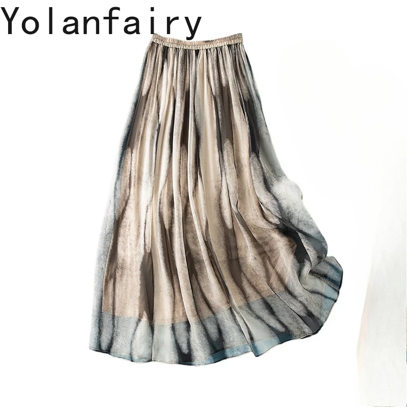 YOLANFAIRY 100% Pure Mulberry Silk Skirts for Woman 2026 Summer Fashion Printed Skirt Covering The Hips Skirt Women' S Clothes
YOLANFAIRY 100% Pure Mulberry Silk Skirts for Woman 2026 Summer Fashion Printed Skirt Covering The Hips Skirt Women' S Clothes