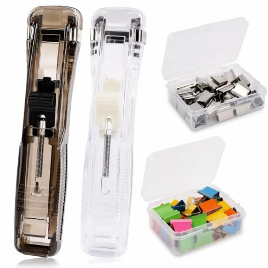 2 Pcs Portable Handheld Paper Clam Clip Dispenser with 100 Pcs Paper Clam Clip Refills Mini Push Stapler Dispenser Papers Clamp
2 Pcs Portable Handheld Paper Clam Clip Dispenser with 100 Pcs Paper Clam Clip Refills Mini Push Stapler Dispenser Papers Clamp