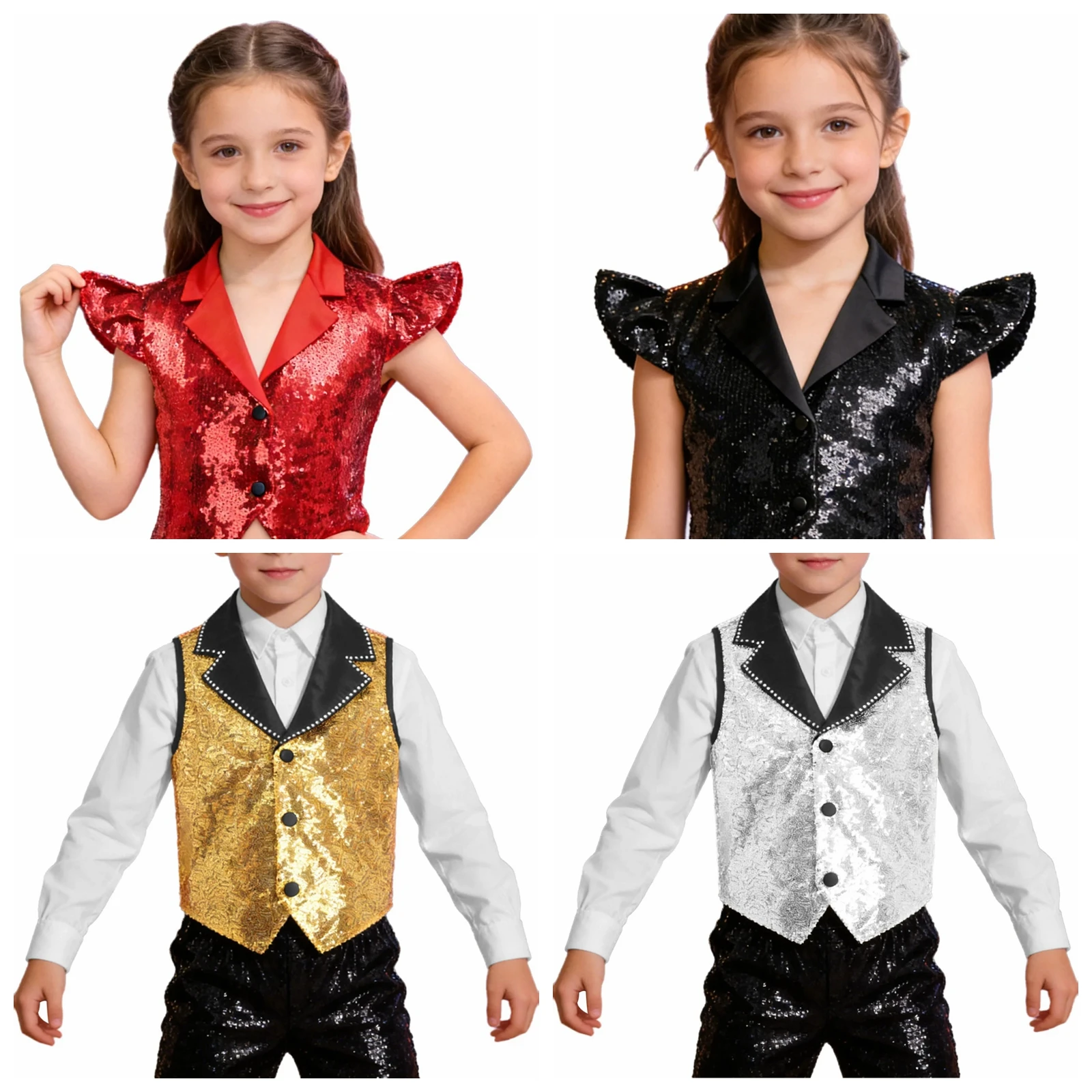 Kids Sequined Sleeveless Jacket for Girls Jazz Dancewear Children Dance Party Waistcoat 80s 70s Disco Costume Vests Tank Top
Kids Sequined Sleeveless Jacket for Girls Jazz Dancewear Children Dance Party Waistcoat 80s 70s Disco Costume Vests Tank Top