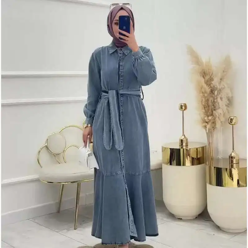 2025 Autumn New Women's Solid Color Zipper Strap Waist Cowboy Dress Long Dress Robe Abaya Ramadan Dubai Luxury Islam Elegant
2025 Autumn New Women's Solid Color Zipper Strap Waist Cowboy Dress Long Dress Robe Abaya Ramadan Dubai Luxury Islam Elegant