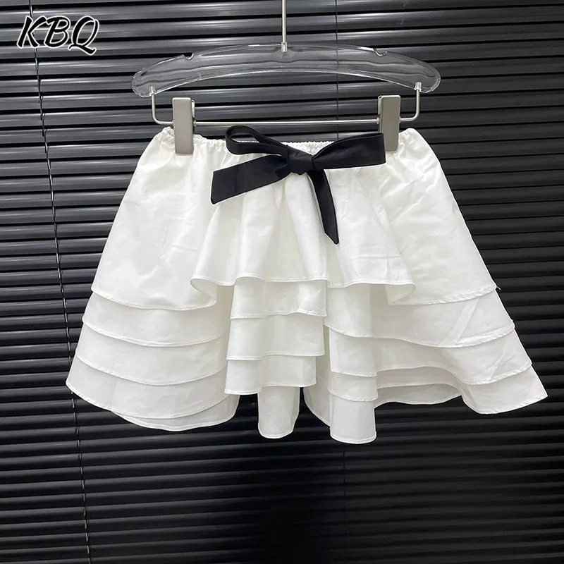 KBQ Sweet Solid Spliced Bowknot Chic A Line Skirts for Women High Waist Temperament Ruffles Dress Female Fashion Style Summer
KBQ Sweet Solid Spliced Bowknot Chic A Line Skirts for Women High Waist Temperament Ruffles Dress Female Fashion Style Summer