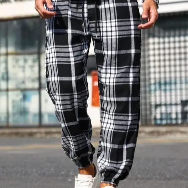 Men's Casual Pants High Waist Trousers with Belt Plaid Print Straight Leg Neutral Sle Winter Collection Faionable Men's Wear
Men's Casual Pants High Waist Trousers with Belt Plaid Print Straight Leg Neutral Sle Winter Collection Faionable Men's Wear