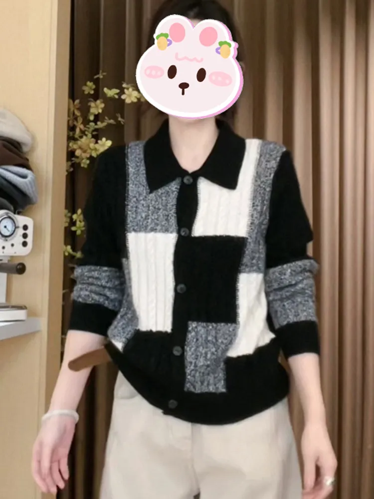 Winter 2025 Korean Style Plaid Collar Single Button Loose Casual Slimming Women's Sweater Fashionable Loose Fit Comfortable
Winter 2025 Korean Style Plaid Collar Single Button Loose Casual Slimming Women's Sweater Fashionable Loose Fit Comfortable