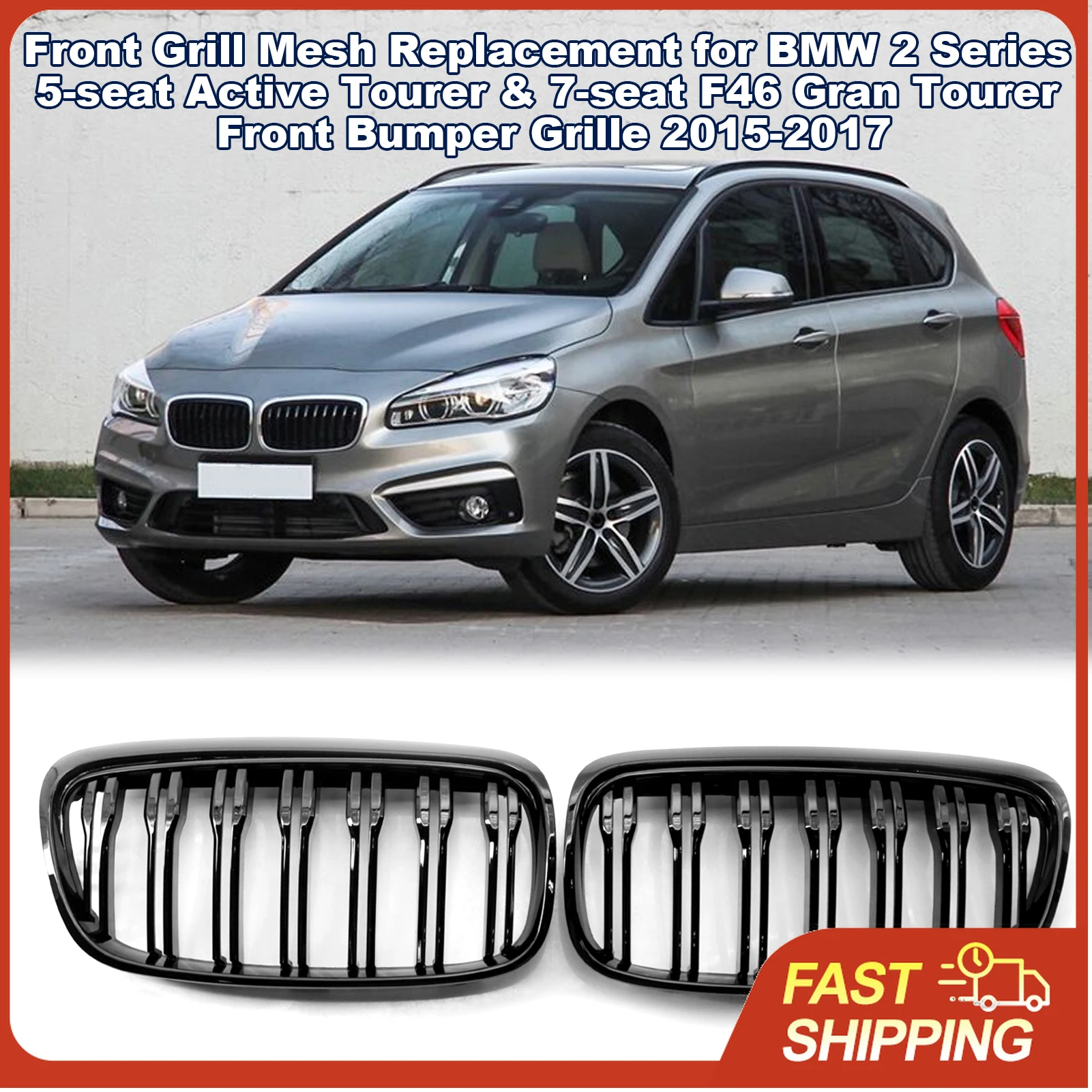 Передняя решетка радиатора для BMW 2 серии F45/F46 Pre-LCI, ABS, глянцевый черный, прямая замена, совместима с номерами OE, не требует модификаций.
Передняя решетка радиатора для BMW 2 серии F45/F46 Pre-LCI, ABS, глянцевый черный, прямая замена, совместима с номерами OE, не требует модификаций.