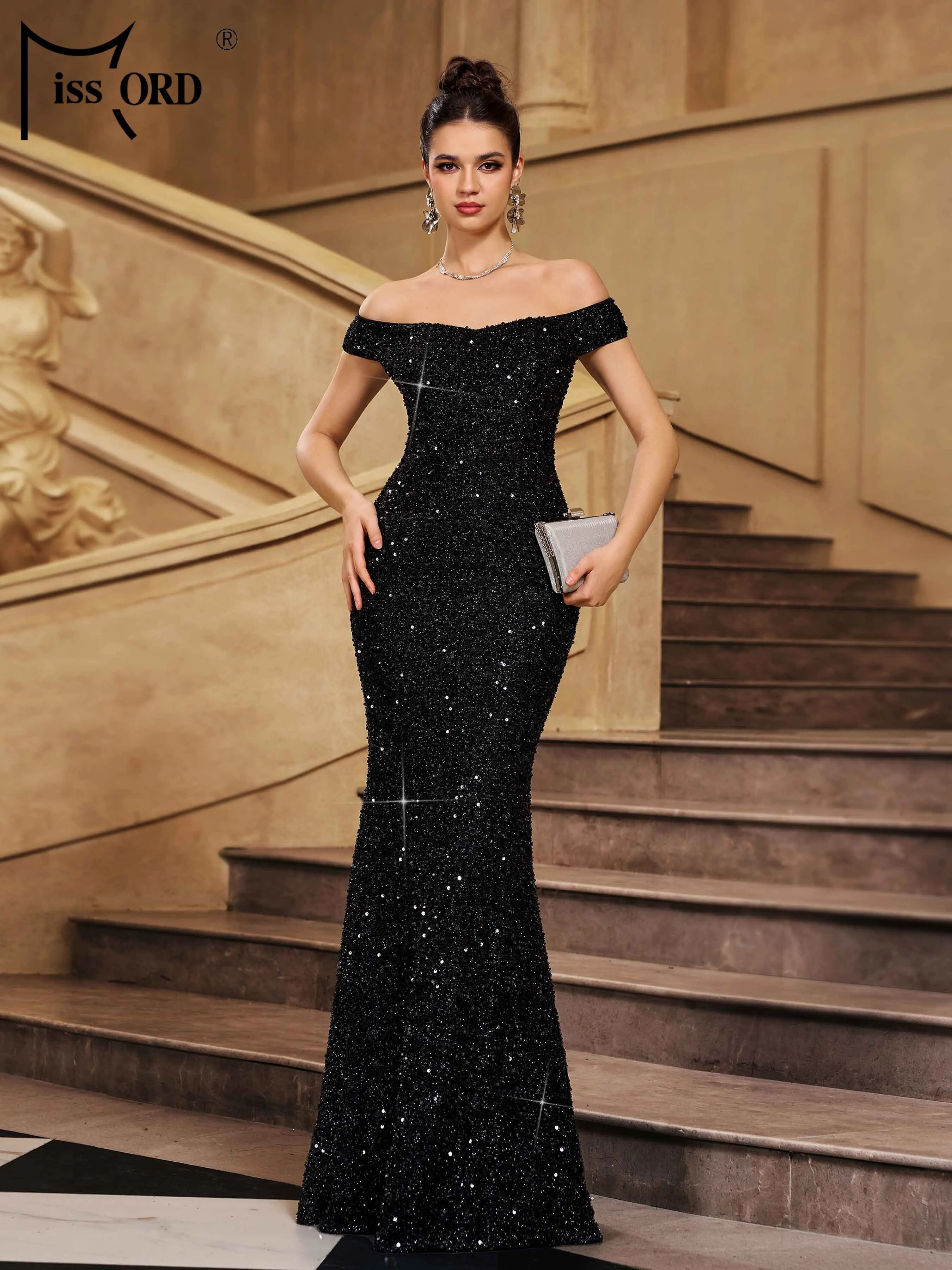 Missord New Off Shoulder Black Sequin Mermaid Evening Gown Wedding Birthday Party Formal Occasion Graduation Maxi Cocktail Dress
Missord New Off Shoulder Black Sequin Mermaid Evening Gown Wedding Birthday Party Formal Occasion Graduation Maxi Cocktail Dress