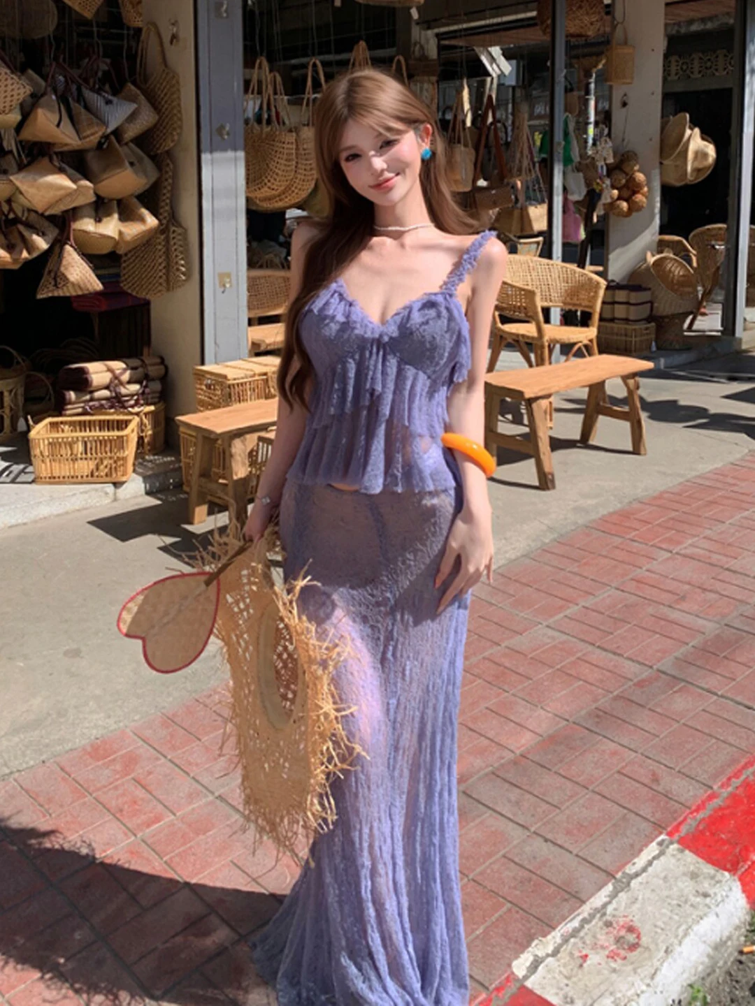 Beach Vacation Style Purple Two-Piece Set Strap Top Halter Neck Crop Top High Waist Midi Skirt Comfortable Breathable Summer ...
Beach Vacation Style Purple Two-Piece Set Strap Top Halter Neck Crop Top High Waist Midi Skirt Comfortable Breathable Summer ...