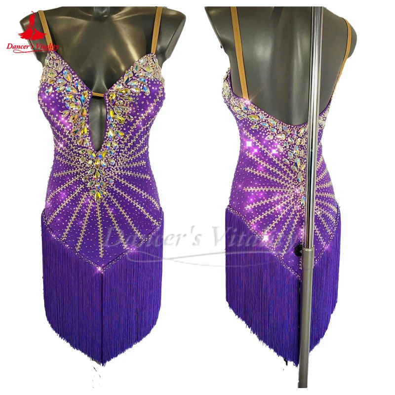 Latin Dance Graded Examination Performance and Competition Adult Blackpool Dance Festival Professional Purple Tassels Skirt
Latin Dance Graded Examination Performance and Competition Adult Blackpool Dance Festival Professional Purple Tassels Skirt