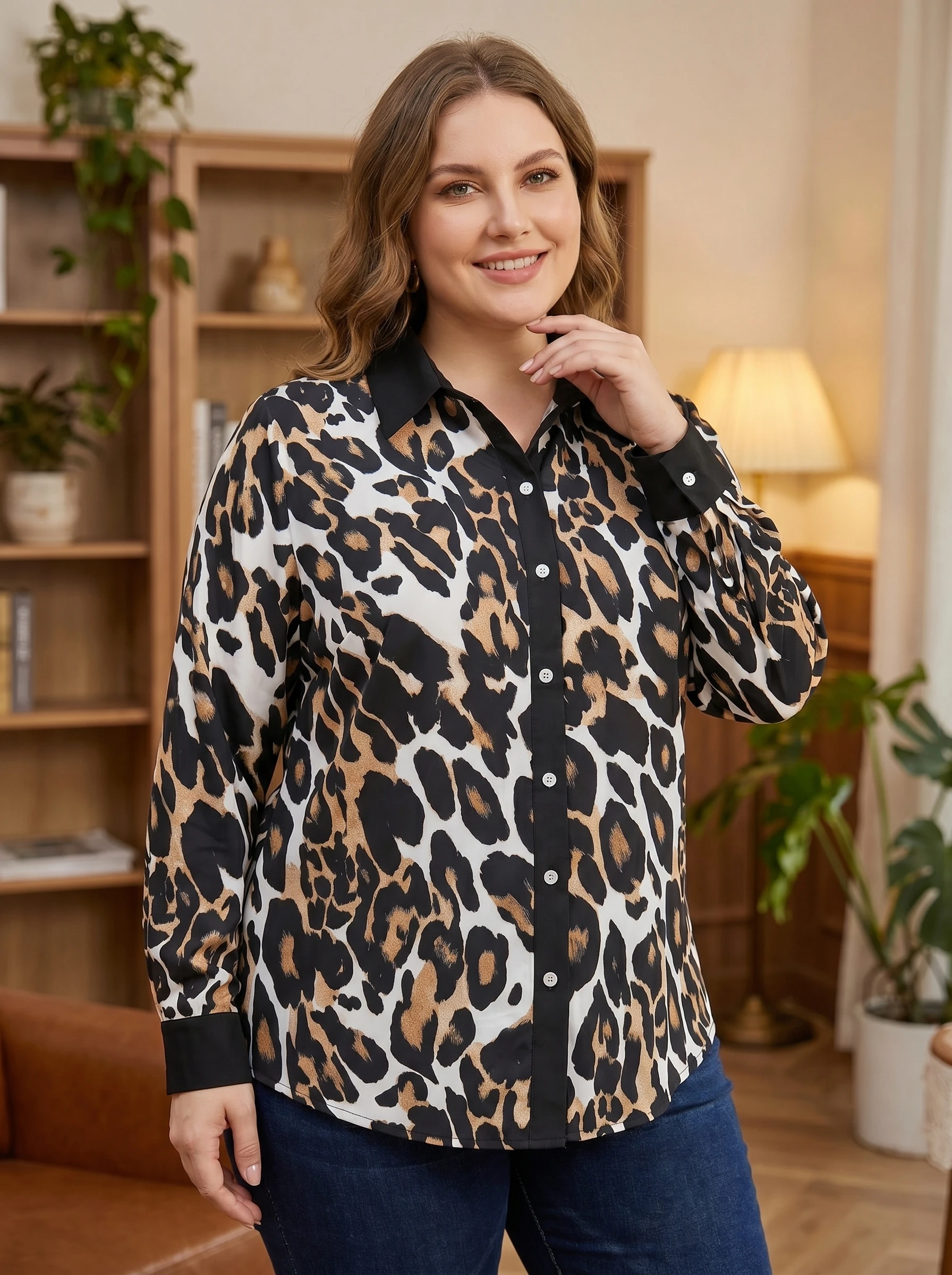 Rosa fera Plus Size Women Leopard Print Button Front Long Sleeve Shirt Blouse
Rosa fera Plus Size Women Leopard Print Button Front Long Sleeve Shirt Blouse
