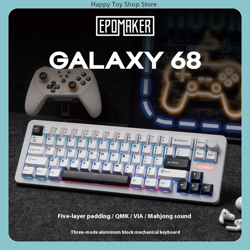 EPOMAKER Galaxy68 Custom Aluminum Mechanical Keyboard Wireless Bluetooth RGB Hot Swappable For Gaming Office Computer PC Laptop
EPOMAKER Galaxy68 Custom Aluminum Mechanical Keyboard Wireless Bluetooth RGB Hot Swappable For Gaming Office Computer PC Laptop