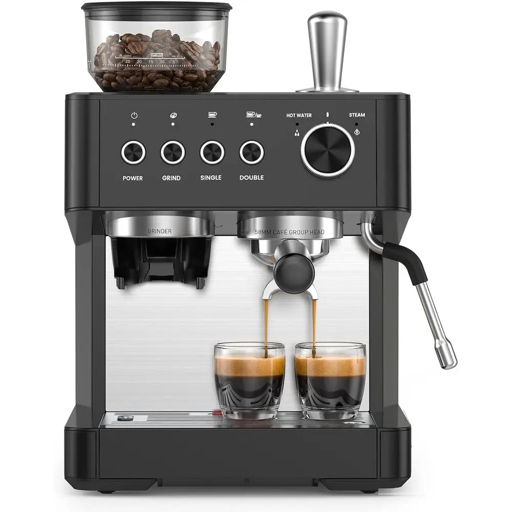 20-Cup Coffee Machine with Integrated Grinder, Auto Heating, Steam Wand, Smooth Milk Frothing, Large Detachable Water Tank, Hot
20-Cup Coffee Machine with Integrated Grinder, Auto Heating, Steam Wand, Smooth Milk Frothing, Large Detachable Water Tank, Hot