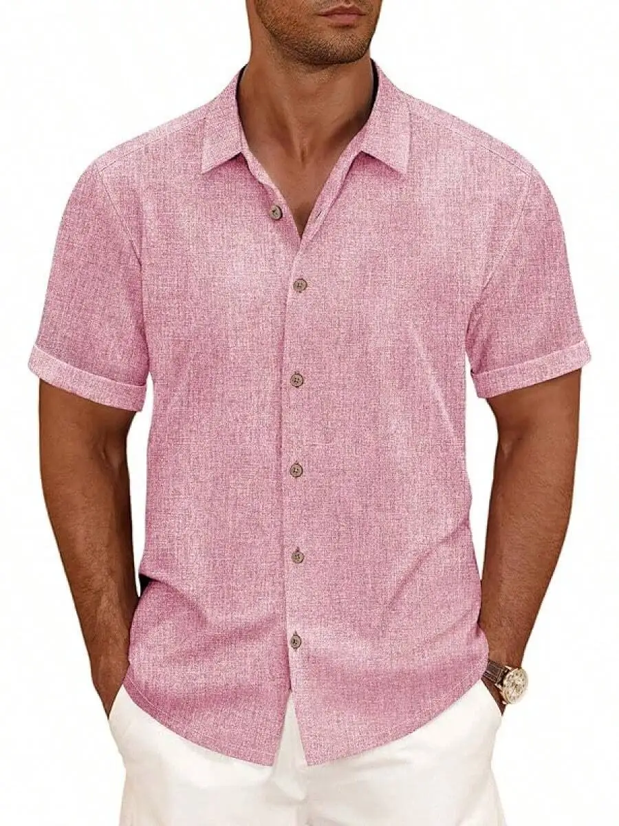 Mens Linen Blend Casual Short Sleeve Button Down Shirt For Summer Beach Wedding Vacation
Mens Linen Blend Casual Short Sleeve Button Down Shirt For Summer Beach Wedding Vacation