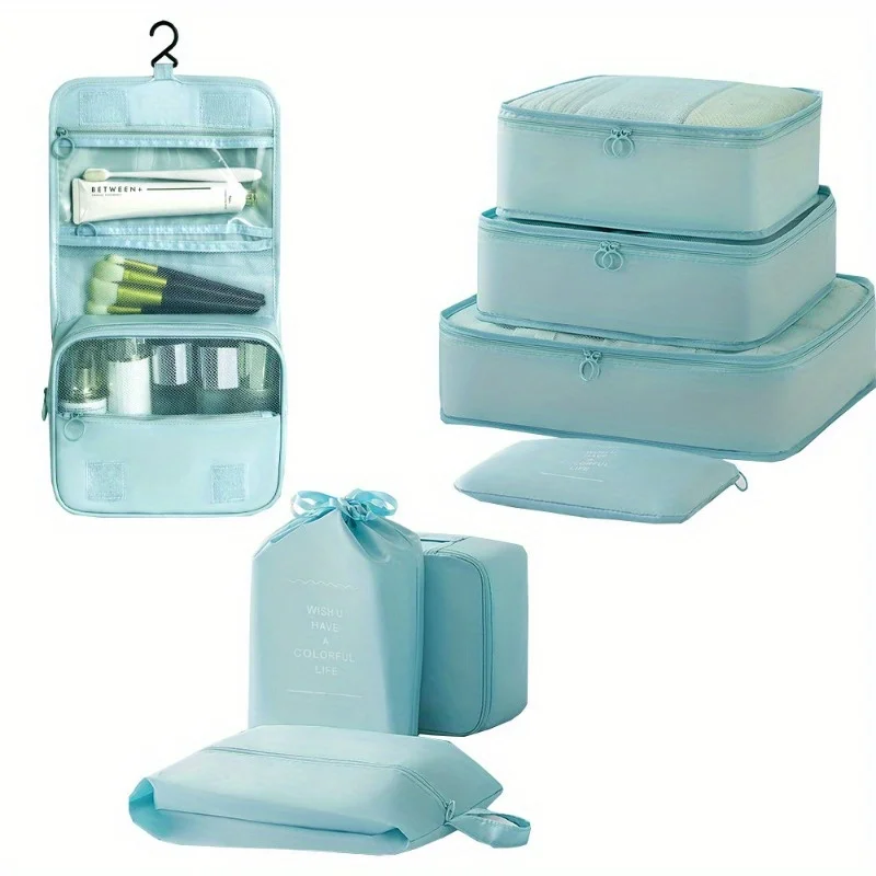 7-Piece Travel Organizer Set, Polyester Packing Cubes For Clothes & Shoes, Large Capacity Portable Luggage Sorting Bags
7-Piece Travel Organizer Set, Polyester Packing Cubes For Clothes & Shoes, Large Capacity Portable Luggage Sorting Bags