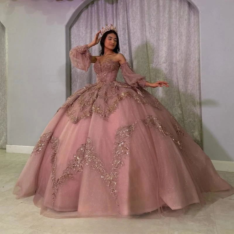 Pink Princess Off Shoulder Ball Gown Quinceanera Dresses Gold Applique Lace Beaded Tull Sweet 16 Dress Birthday Lace-up Vestido
Pink Princess Off Shoulder Ball Gown Quinceanera Dresses Gold Applique Lace Beaded Tull Sweet 16 Dress Birthday Lace-up Vestido