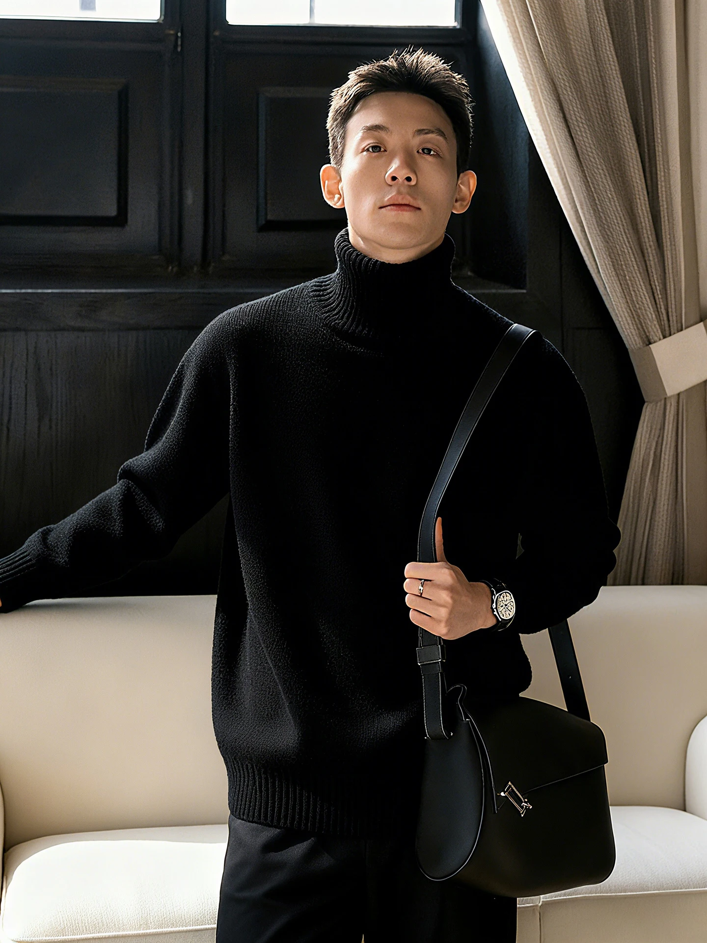 Men's Bla High Collar Fce Lined Knit Sweater Winter Thiened Lazy High End Sle Inner Wear Base Layer irt
Men's Bla High Collar Fce Lined Knit Sweater Winter Thiened Lazy High End Sle Inner Wear Base Layer irt