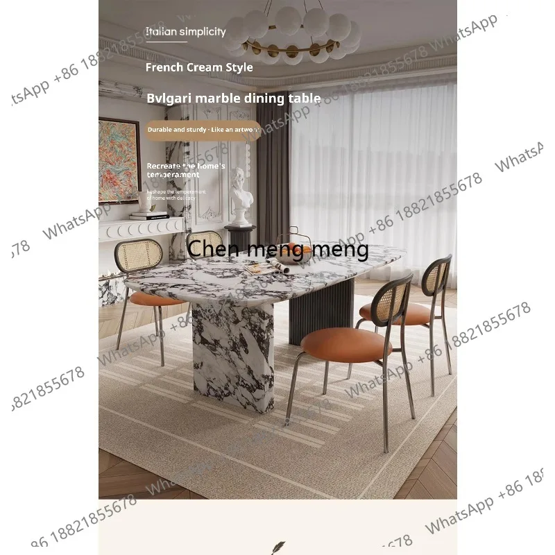Luxury French Rectangle Marble Table, Cream Aesthetic Designer Villa Furniture, Trendy Natural Stone Dining Table
Luxury French Rectangle Marble Table, Cream Aesthetic Designer Villa Furniture, Trendy Natural Stone Dining Table