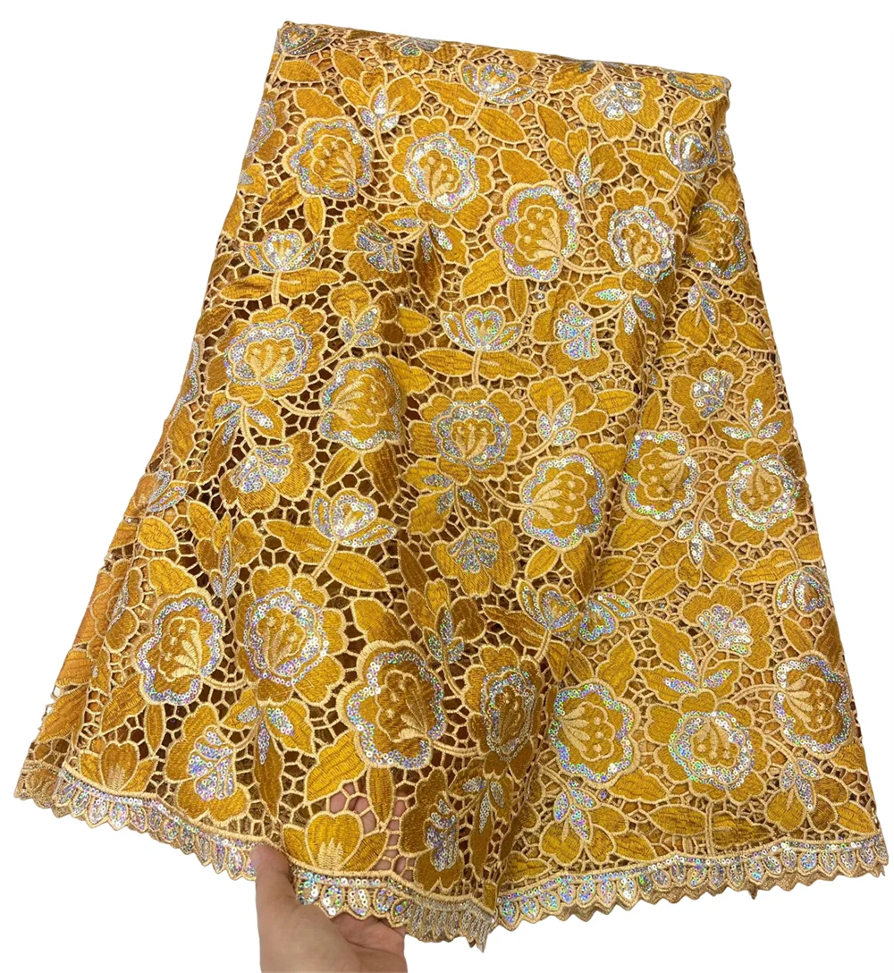 African Multicolor Sequins Guipure Cord Lace Fabrics 5 Yards 2026 New Nigerian Water Soluble Lace For Women Dresses Sewing
African Multicolor Sequins Guipure Cord Lace Fabrics 5 Yards 2026 New Nigerian Water Soluble Lace For Women Dresses Sewing