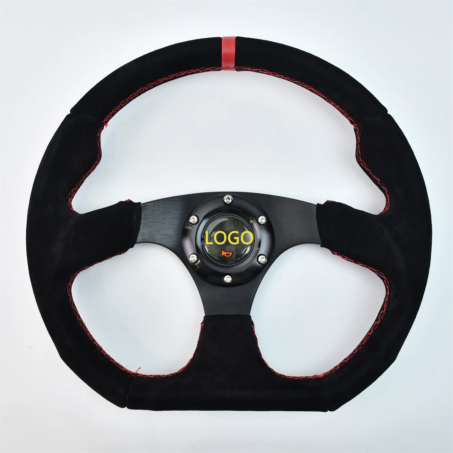 Universal car steering wheel 320mm suede steering wheel with 40mm deep flat bracket
Universal car steering wheel 320mm suede steering wheel with 40mm deep flat bracket