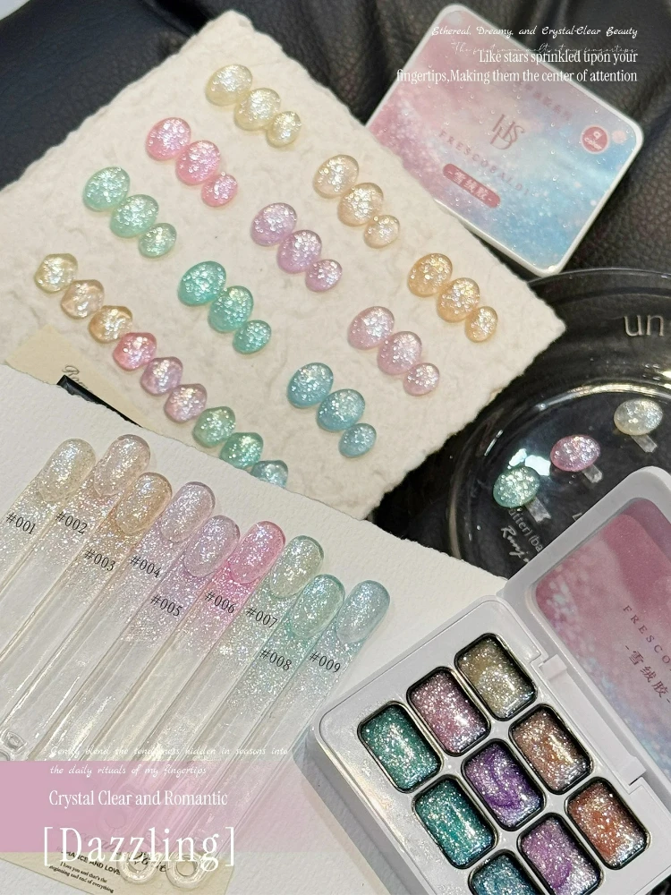 9Color 2.5g Edelweiss Gel Nail Set Snow Velet Glitter Gel Crystal-Clear Nail Polish Set for Salon and Home DIY Nail Art
9Color 2.5g Edelweiss Gel Nail Set Snow Velet Glitter Gel Crystal-Clear Nail Polish Set for Salon and Home DIY Nail Art