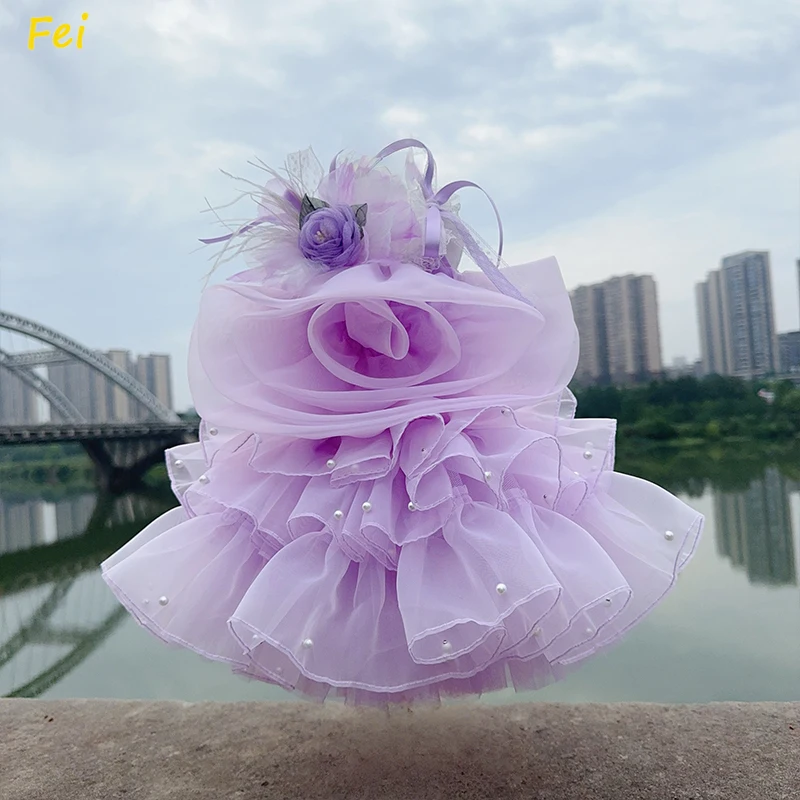 Pet Dog Clothes Purple Floral Detachable Train Dress Long/Short Design Wedding Party Event Costume Gown for Dogs
Pet Dog Clothes Purple Floral Detachable Train Dress Long/Short Design Wedding Party Event Costume Gown for Dogs