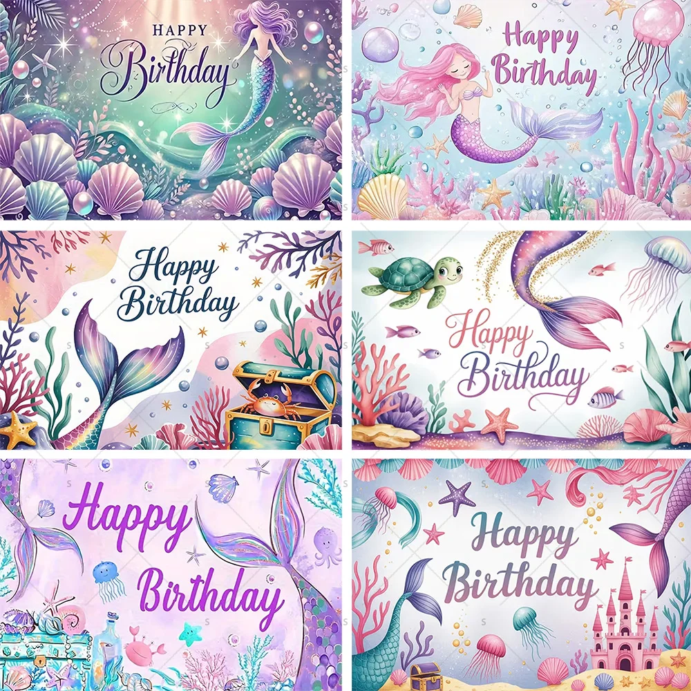 Underwater Ocean Mermaid Theme Birthday Banner Backdrop Children's Birthday Party Decoration Photography Background Props
Underwater Ocean Mermaid Theme Birthday Banner Backdrop Children's Birthday Party Decoration Photography Background Props