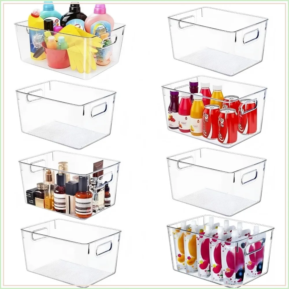 Set of 8 Large Clear Plastic Storage Bins (8L) for Pantry and Kitchen Organization
Set of 8 Large Clear Plastic Storage Bins (8L) for Pantry and Kitchen Organization